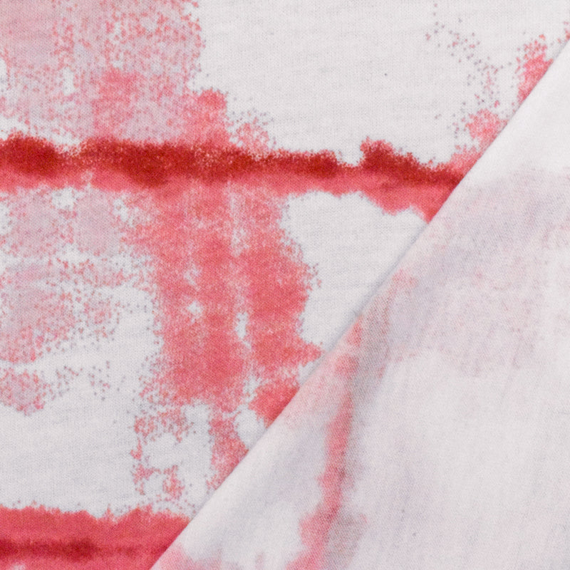 Lollipop Pink-White-Red Tie Dye Printed Stretch Poly Jersey Knit Fabric