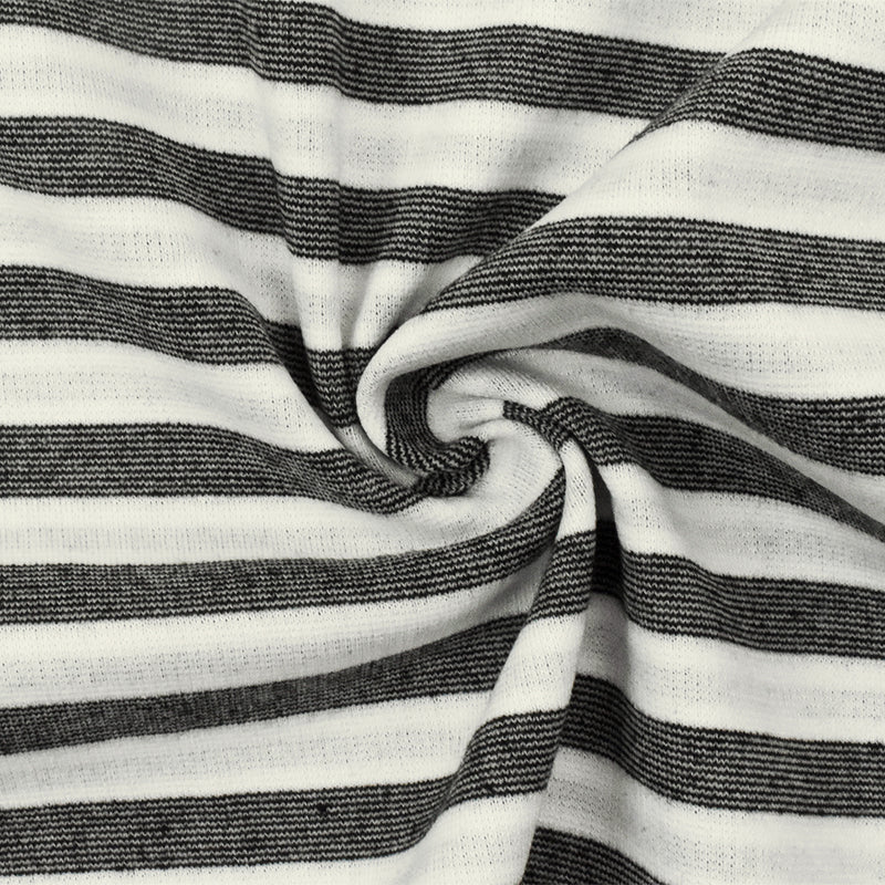 Basic Black-White-Gray Stripe Stretch Double Knit Fabric