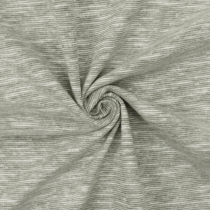 Fog Gray-White Slub Striped Stretch Jersey Knit Fabric