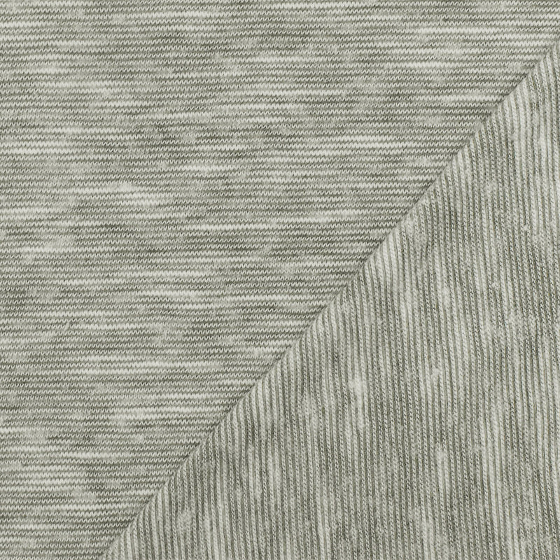 Fog Gray-White Slub Striped Stretch Jersey Knit Fabric