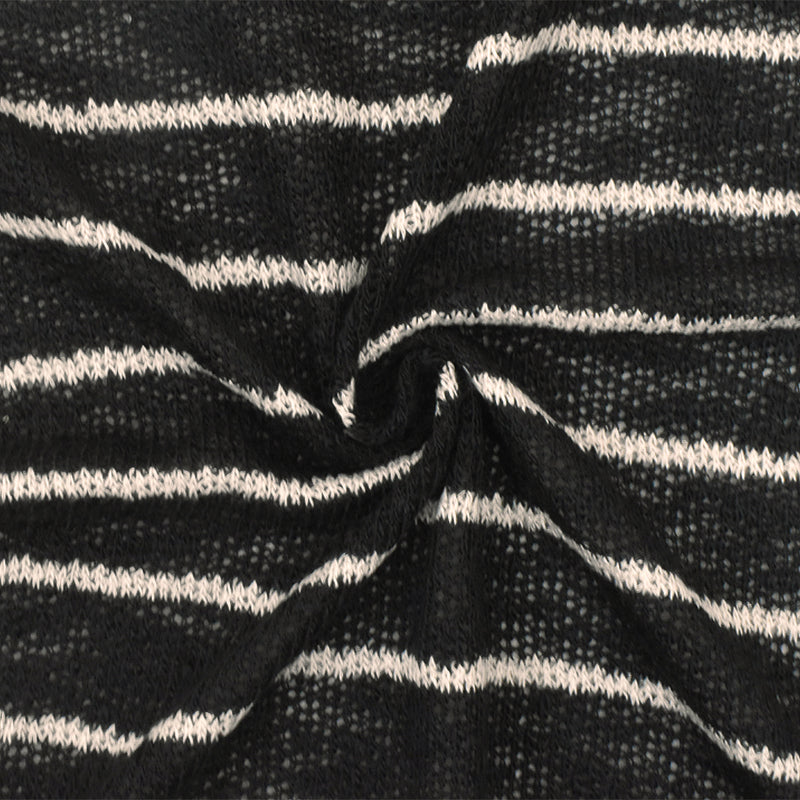 4 YD PC-Soft Black-Taupe Striped Texture Stretch Jersey Knit Fabric