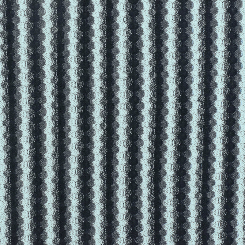 1 1/4 YD PC-Airy Blue-Black-Gray Striped Stretch Thermal Knit Fabric