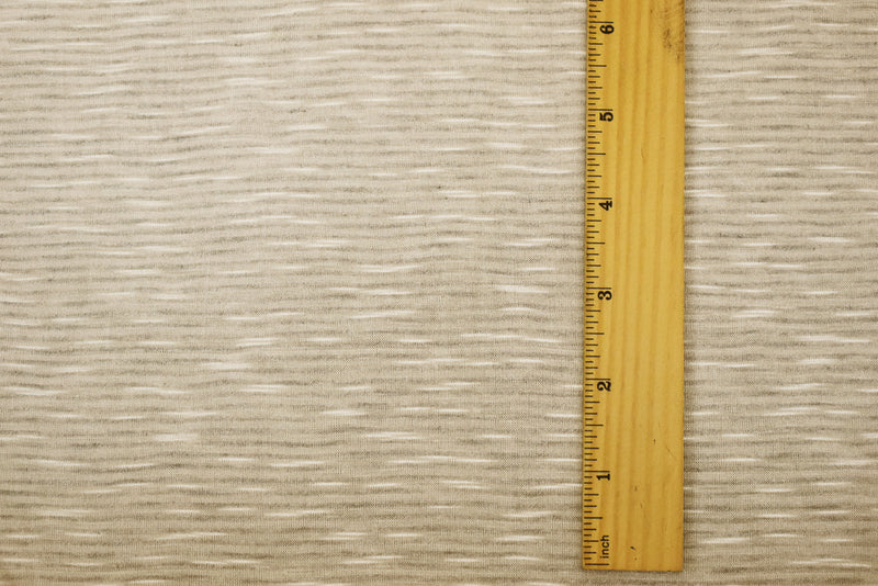 Beige-Gray Rayon Stretch Spandex Slub Stripe Pattern Jersey Knit Fabric