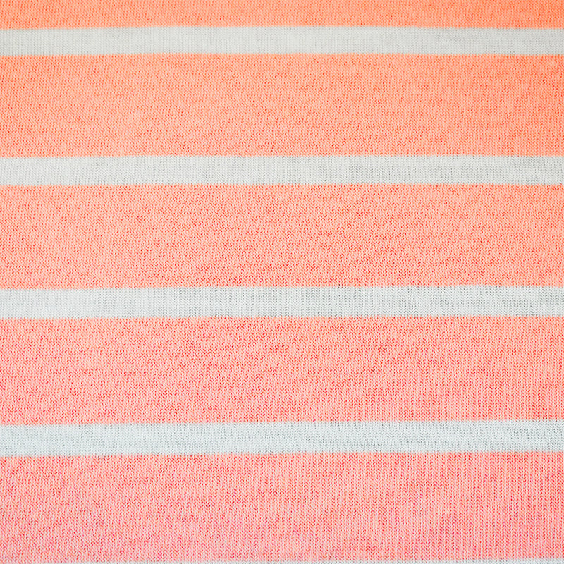 Peach-White Rayon Stretch Spandex Stripe Jersey Knit Fabric