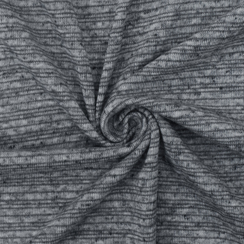 Cold Gray-White-Black Texture Slub Striped Stretch Jersey Knit Fabric