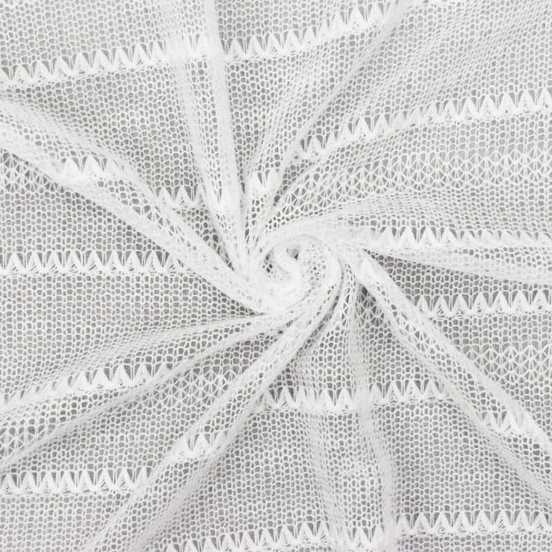 Simple White Zig Zag Stripe Poly Sweater Knit Fabric