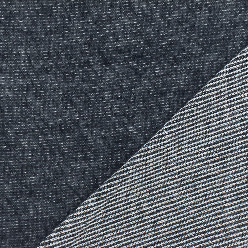2 5/8 YD PC-Dust Navy-White Texture Stretch Brushed Rib Knit Fabric