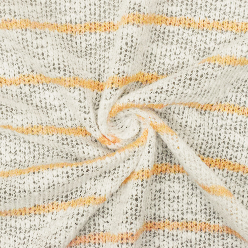 Apricot Orange-White Stripe Stretch Jersey Knit Fabric