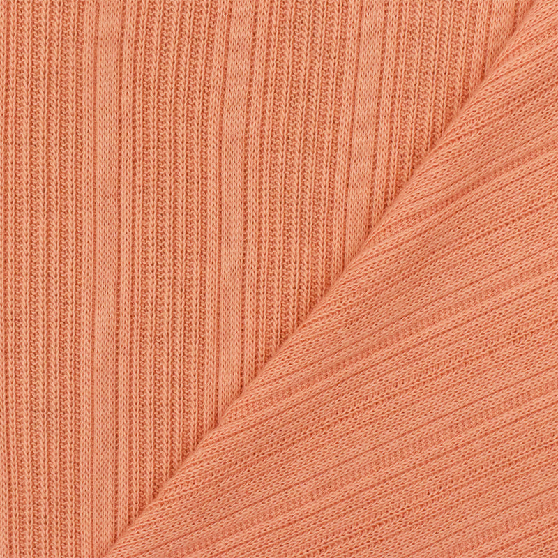 1 3/4 YD PC-Coral Orange Solid Stretch Rib Knit Fabric