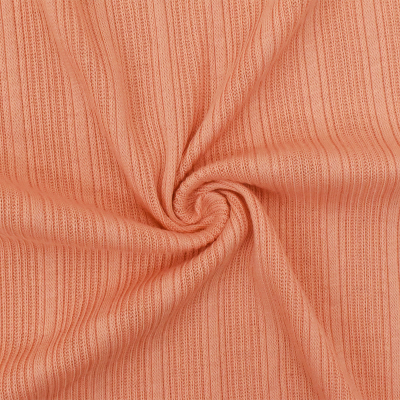 1 3/4 YD PC-Coral Orange Solid Stretch Rib Knit Fabric