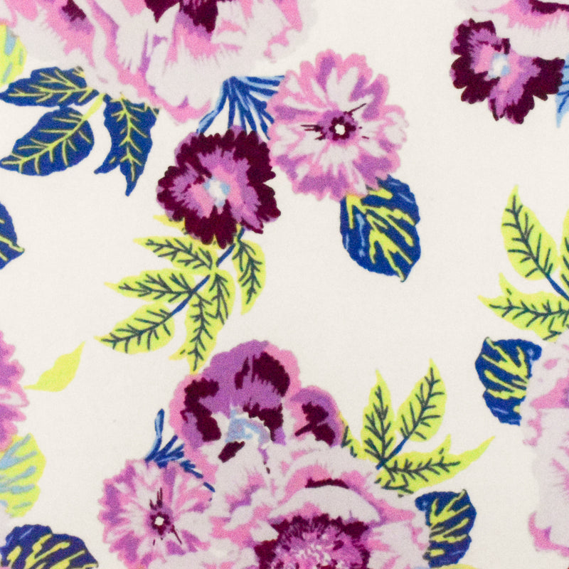 Flower Pink-White-Multi Floral Printed Swimwear Knit Fabric