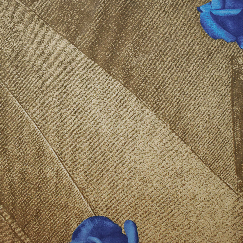 Blue-Brown NyIon Stretch Spandex Floral Tile Printed Knit Fabric