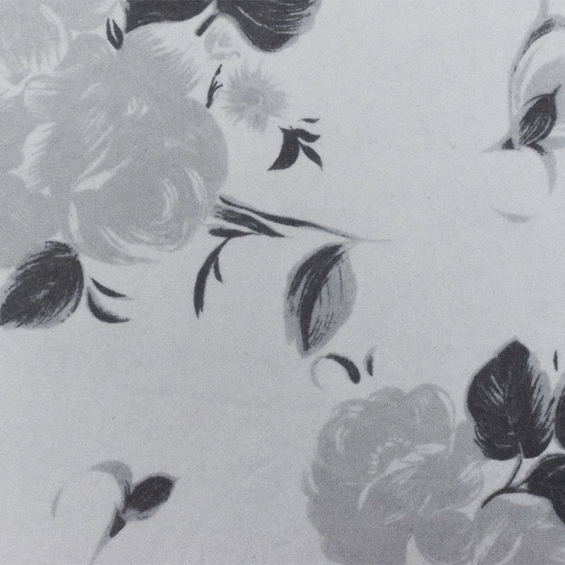 Ink Black-White Floral Printed Poly Chiffon Woven Fabric