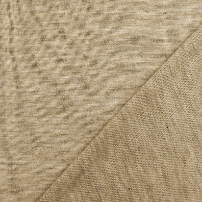 Desert Beige-Gray-Ivory Slub Stretch Jersey Knit Fabric