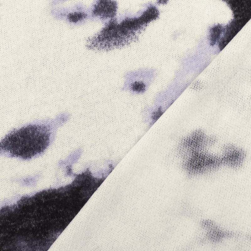 Purple-White-Multi Tie Dye Printed Stretch Rayon Brushed Jersey Knit Fabric