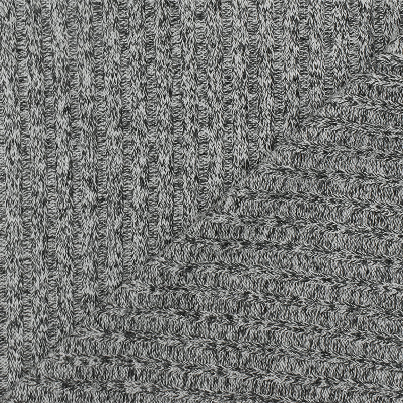 Light Gray-Off Black Texture Stretch 4x2 Rib Knit Fabric