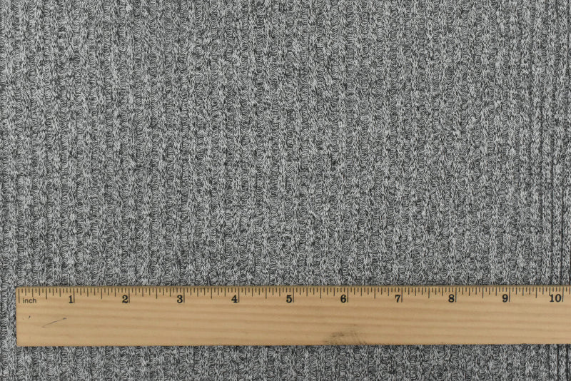 Light Gray-Off Black Texture Stretch 4x2 Rib Knit Fabric