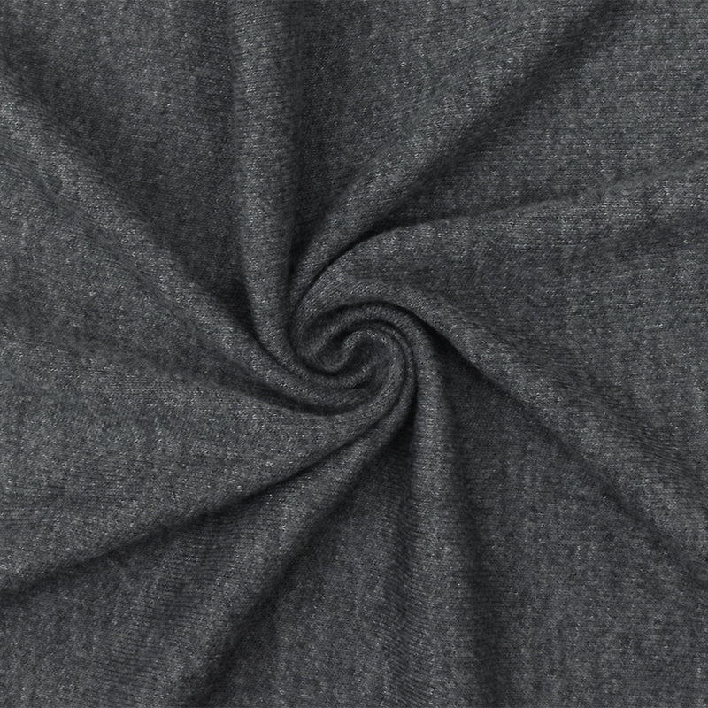 Gray Texture Stretch Poly Blend Brushed Back Jersey Knit Fabric