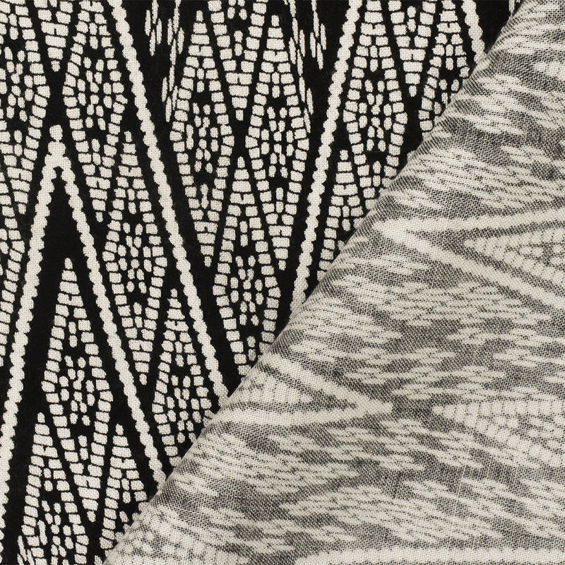 4 YD PC-Black-White Tribal Printed Rayon Challis Woven Fabric