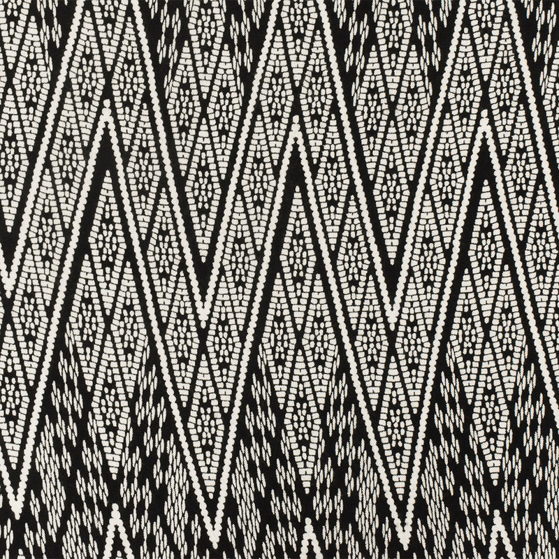 4 YD PC-Black-White Tribal Printed Rayon Challis Woven Fabric