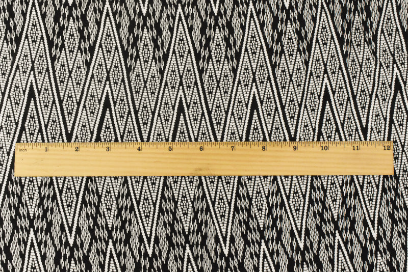 4 YD PC-Black-White Tribal Printed Rayon Challis Woven Fabric