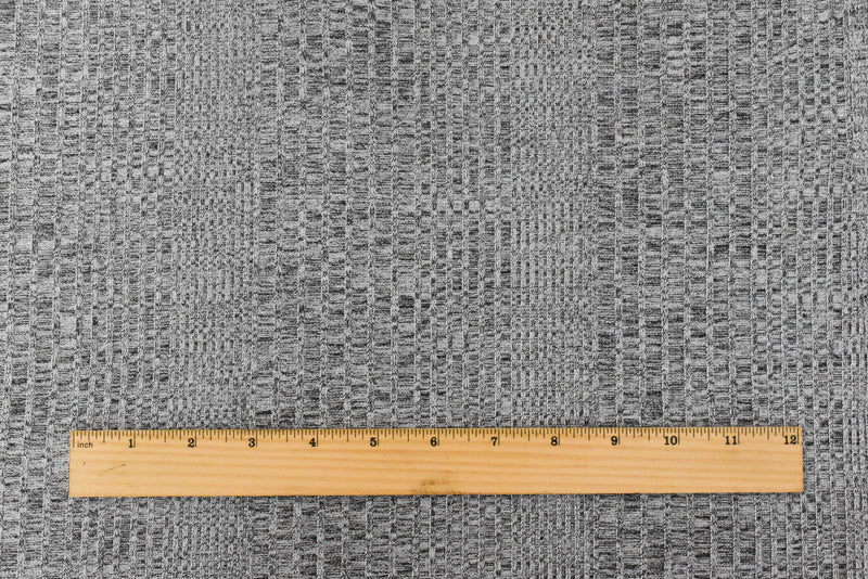 Moon Silver-Black Texture Stretch Poly 6x2 Rib Knit Fabric
