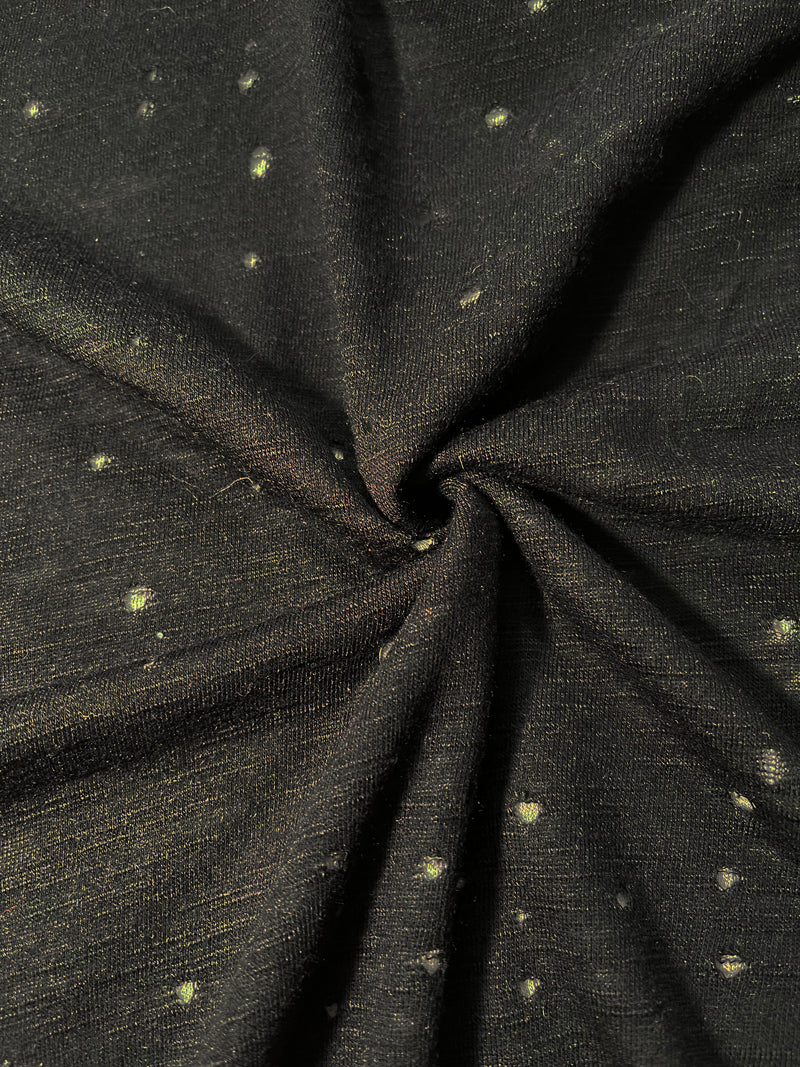 Solid Black Distress Cut Jersey Knit Fabric
