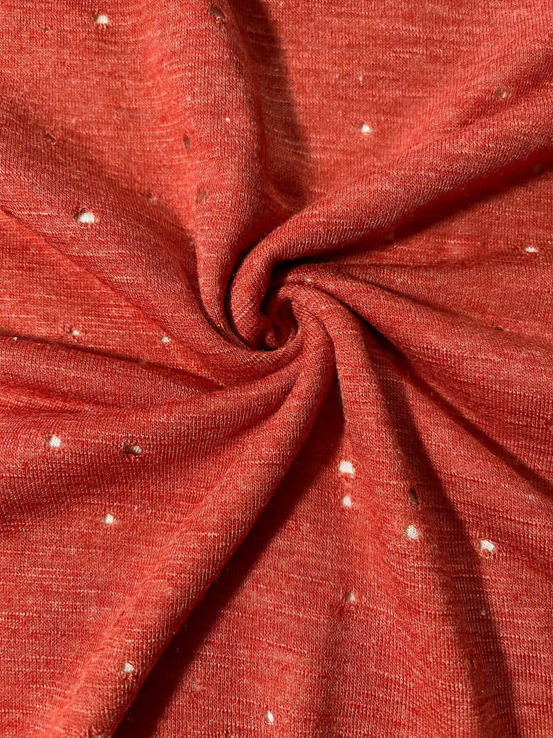 Heather Rust Distress Cut Jersey Knit Fabric