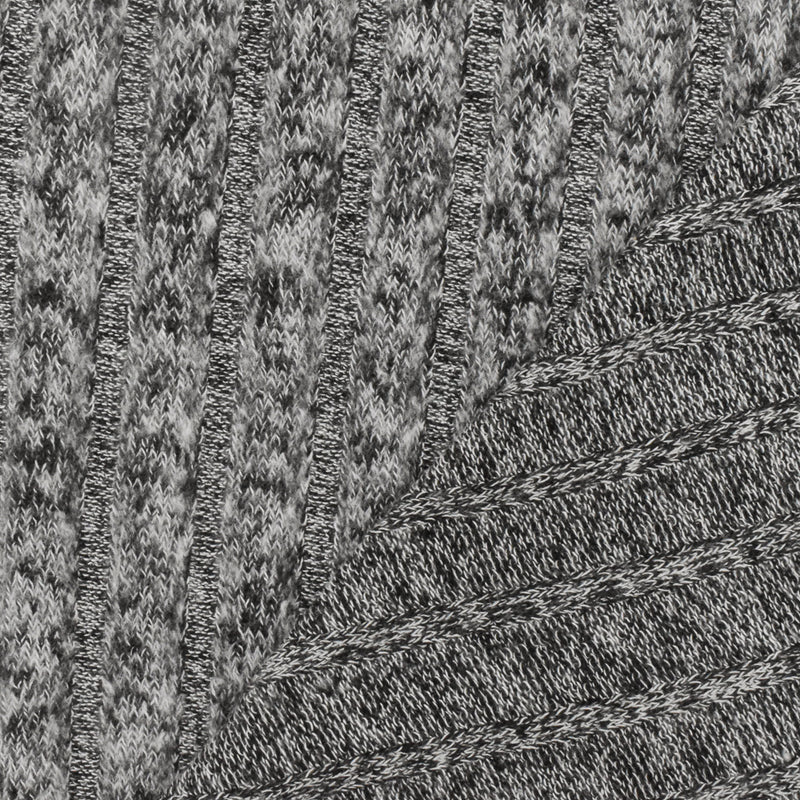 Winter Black-White Texture Stretch Rayon Brushed 7x4 Rib Knit Fabric