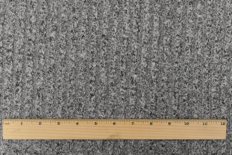 Winter Black-White Texture Stretch Rayon Brushed 7x4 Rib Knit Fabric