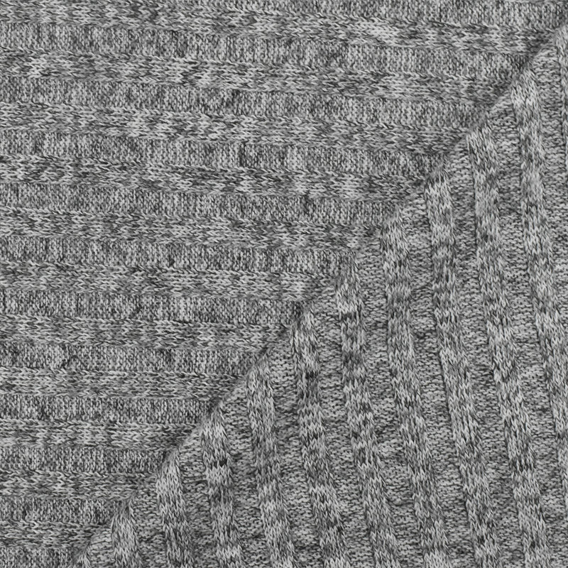 Glacier Gray-Black Texture Stretch Poly 5x4 Rib Knit Fabric