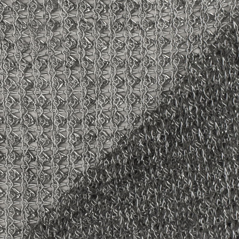 Dark Gray-Silver-White Texture Rayon Metallic Knit Fabric