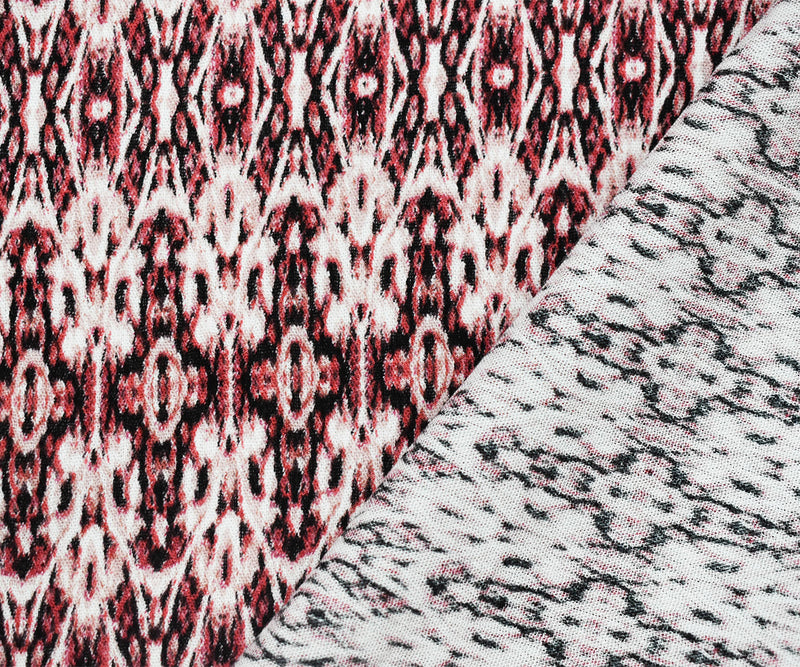 Red-Black-Multi Cotton Aztec Printed Gauze Woven Fabric