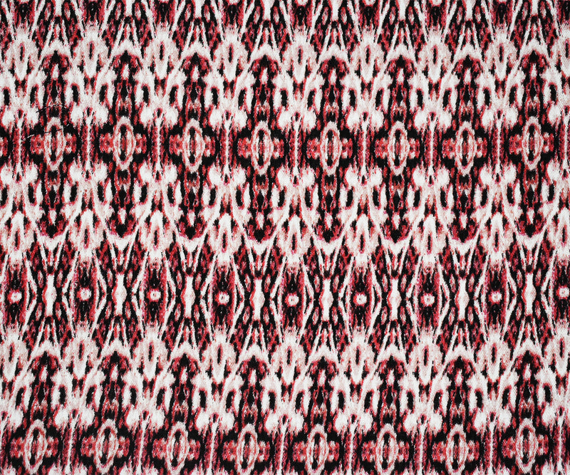 Red-Black-Multi Cotton Aztec Printed Gauze Woven Fabric