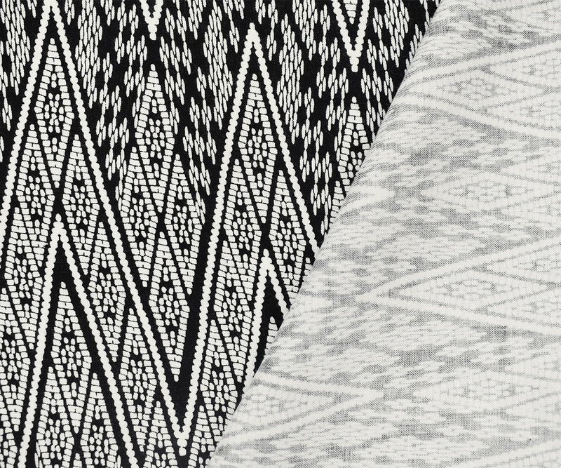 2 7/8 YD PC-Black-White Rayon Aztec Chevron Printed Challis Woven Fabric