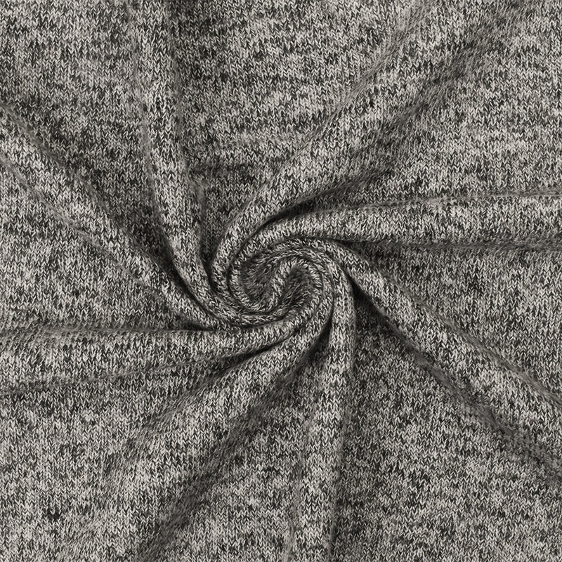 Winter Gray-White Texture Stretch Brushed Back Jersey Knit Fabric