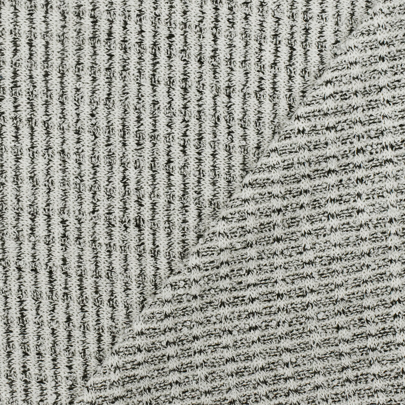 2 3/4 YD PC-Snow White-Black Textured Stripe Stretch Rib Knit fabric