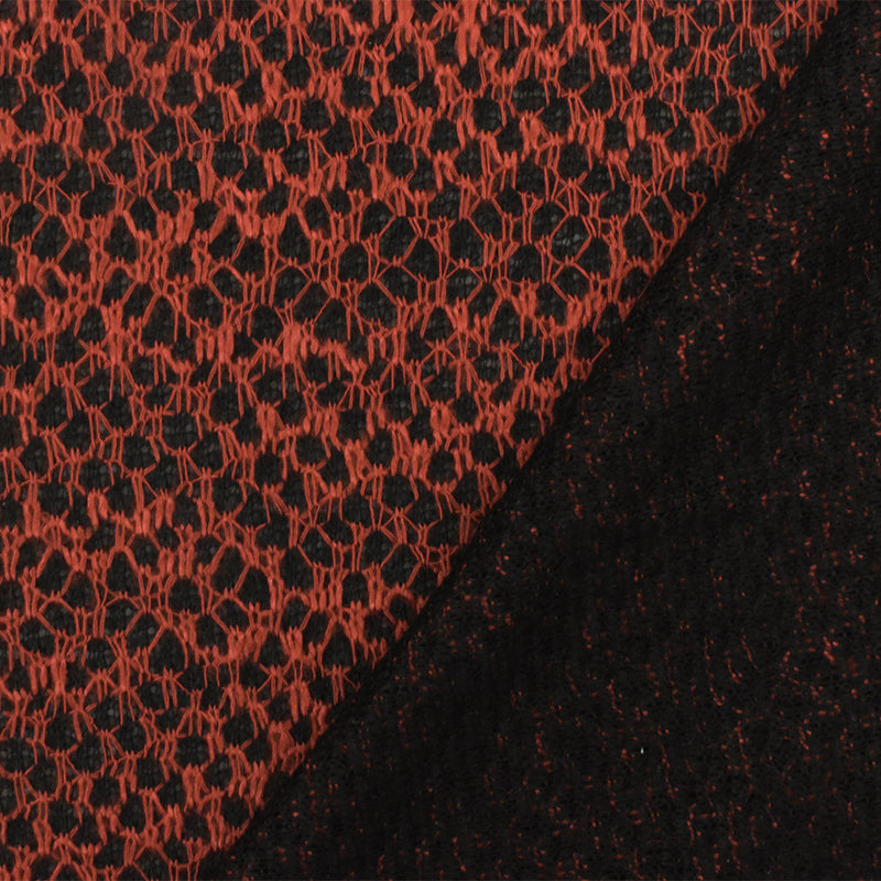 2 3/4 YD PC-Fire Orange-Black Texture Poly Rayon Double Knit Fabric