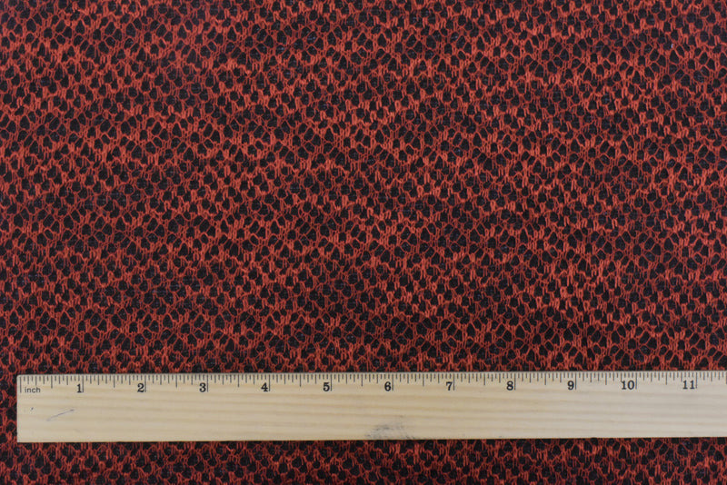 2 3/4 YD PC-Fire Orange-Black Texture Poly Rayon Double Knit Fabric