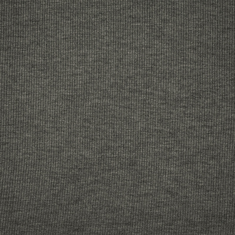 2 YD PC-Gray Cotton Stretch Spandex 2x2 Rib Knit Fabric