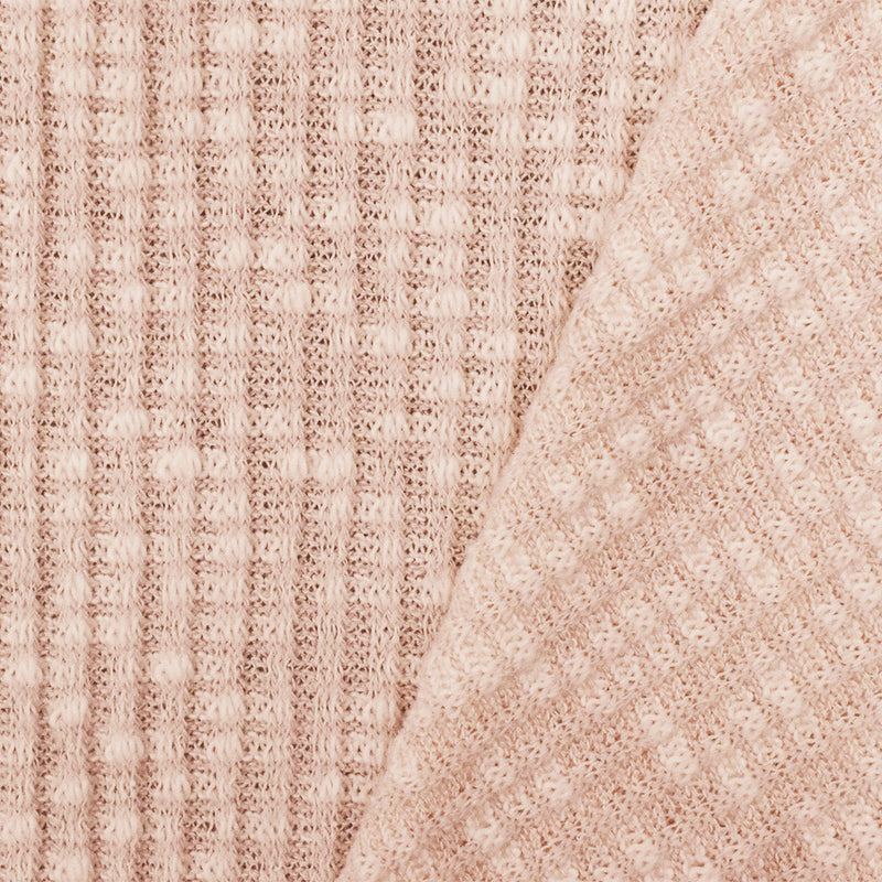 1 3/4 YD PC-Cloud Pink-Ivory Texture Stretch Rib Knit Fabric