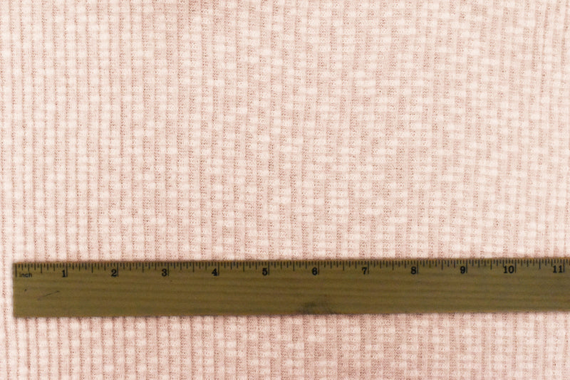 1 3/4 YD PC-Cloud Pink-Ivory Texture Stretch Rib Knit Fabric
