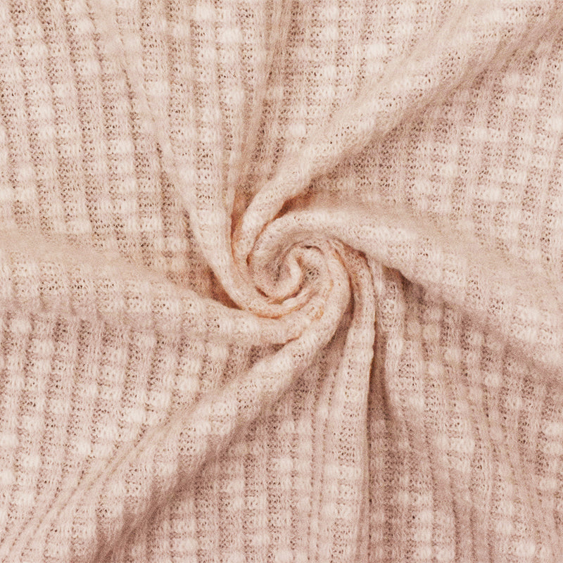 1 3/4 YD PC-Cloud Pink-Ivory Texture Stretch Rib Knit Fabric