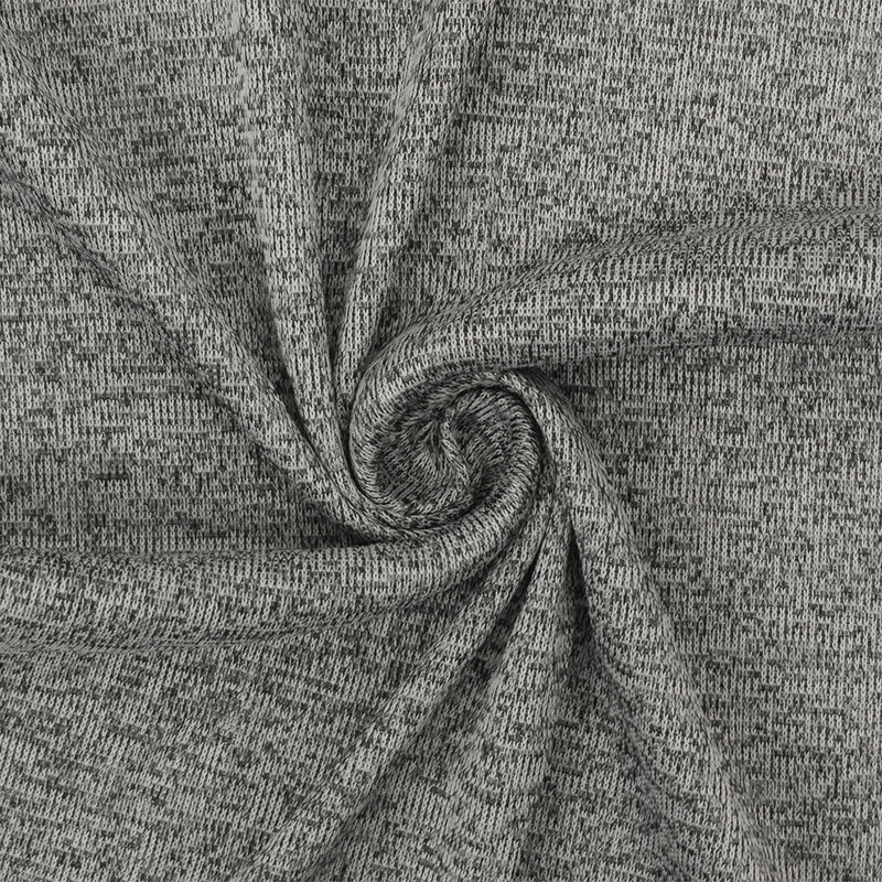 Galaxy White-Black Texture Stretch Poly 1x1 Rib Knit Fabric