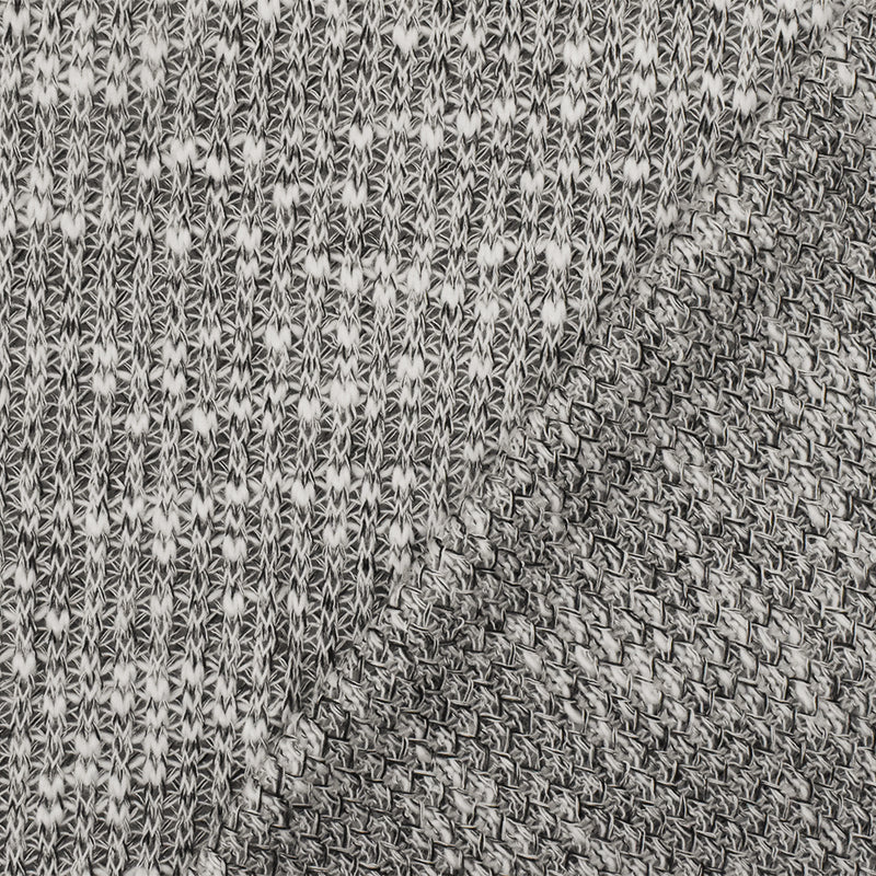 Bright White-Black Texture Slub Stretch Sweater Knit Fabric