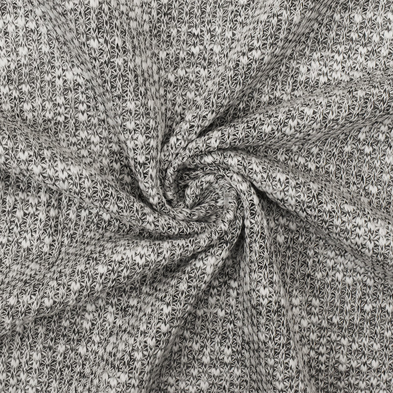 Bright White-Black Texture Slub Stretch Sweater Knit Fabric