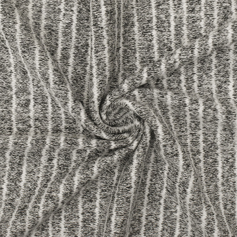 Off Black-White Striped Texture Stretch Jersey Knit Fabric