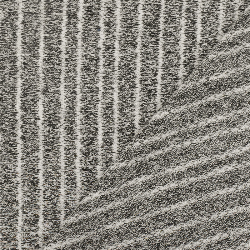 Off Black-White Striped Texture Stretch Jersey Knit Fabric