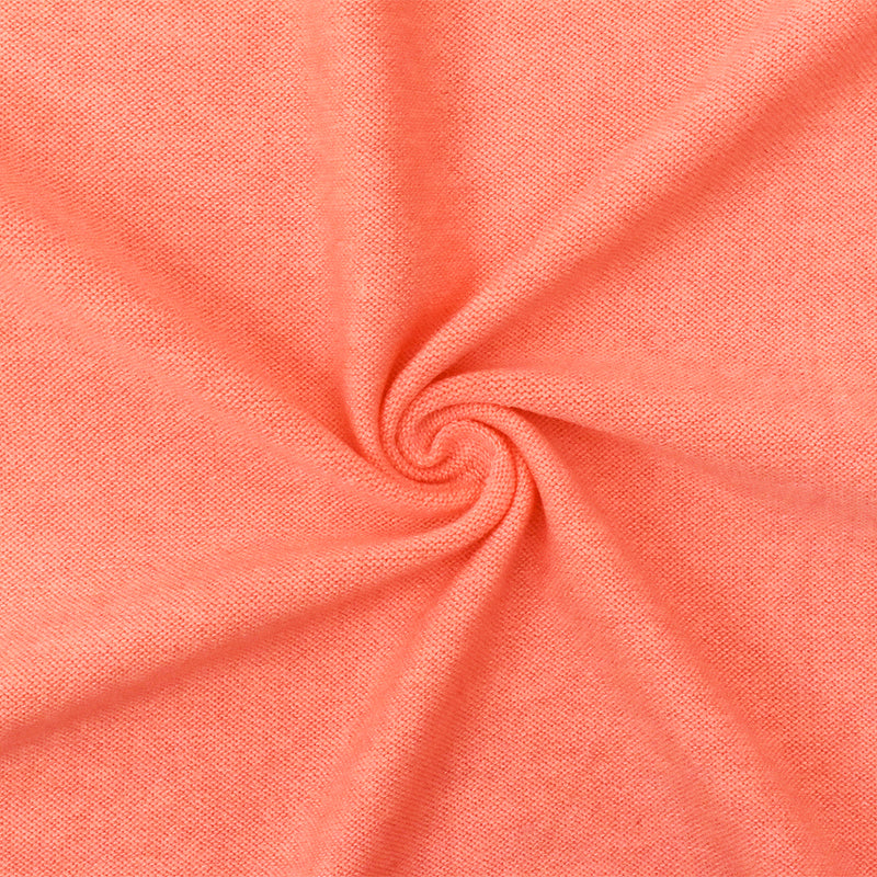 1 7/8 YD PC-Neon Orange Solid Stretch Poly Blend Brushed Face Jersey Knit Fabric
