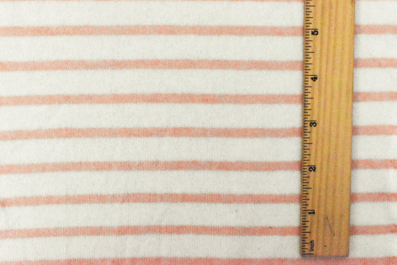 Lovely Peach-White Stripe Stretch Brushed Jersey Knit Fabric